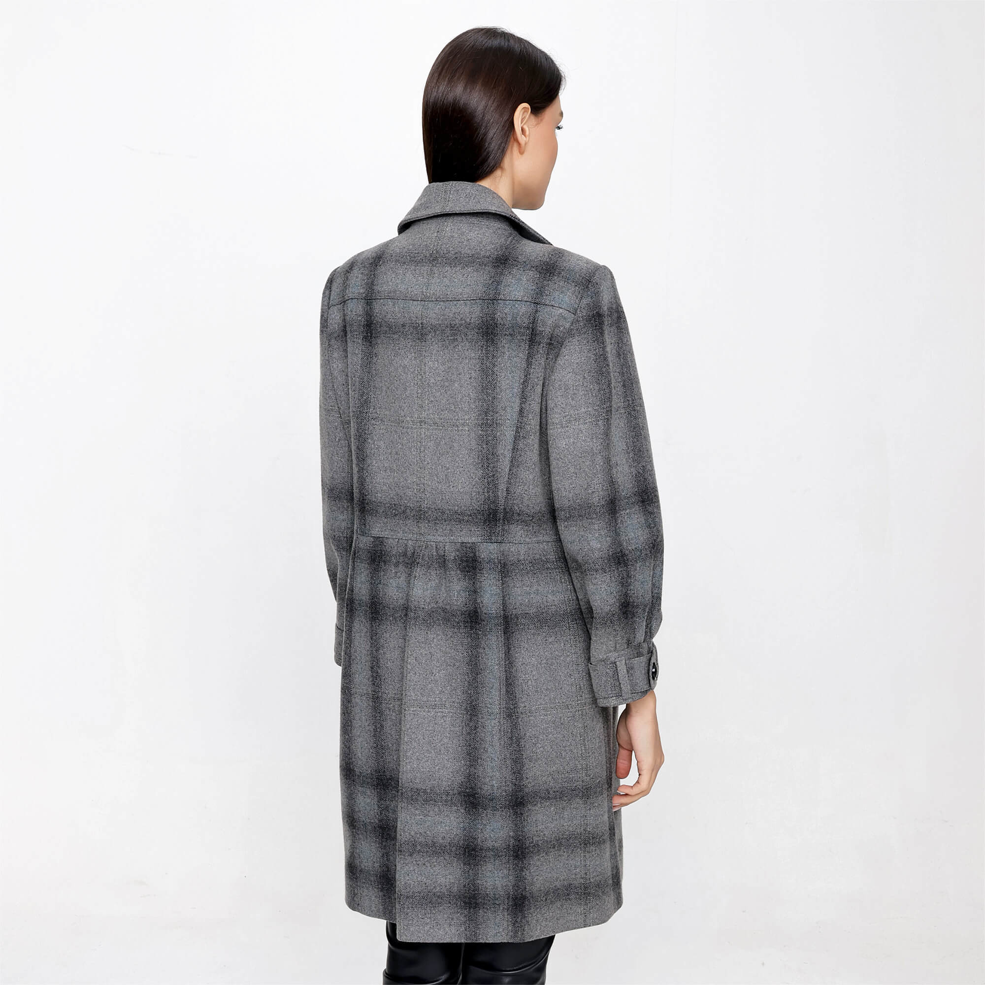 Burberry - Grey Wool & Cashmere Blend Plaid Coat